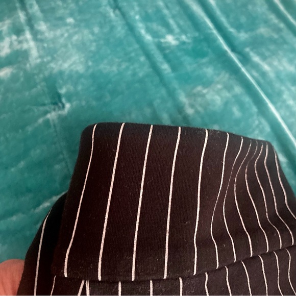 Free People Mari Ponte black pinstripe hi waist crop ruffle bellbottoms size 0 - Picture 10 of 14